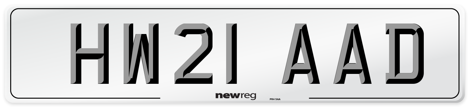 HW21 AAD Number Plate from New Reg